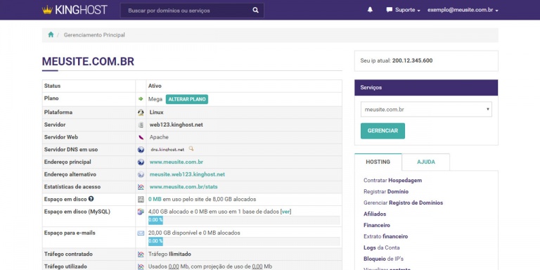 painel de controle kinghost