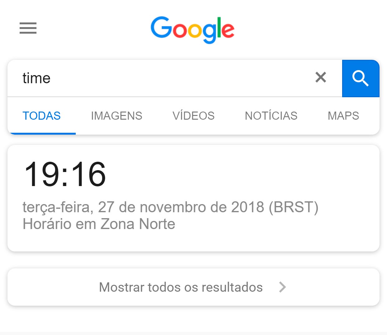 google não mostra resultados ao pesquisar por time