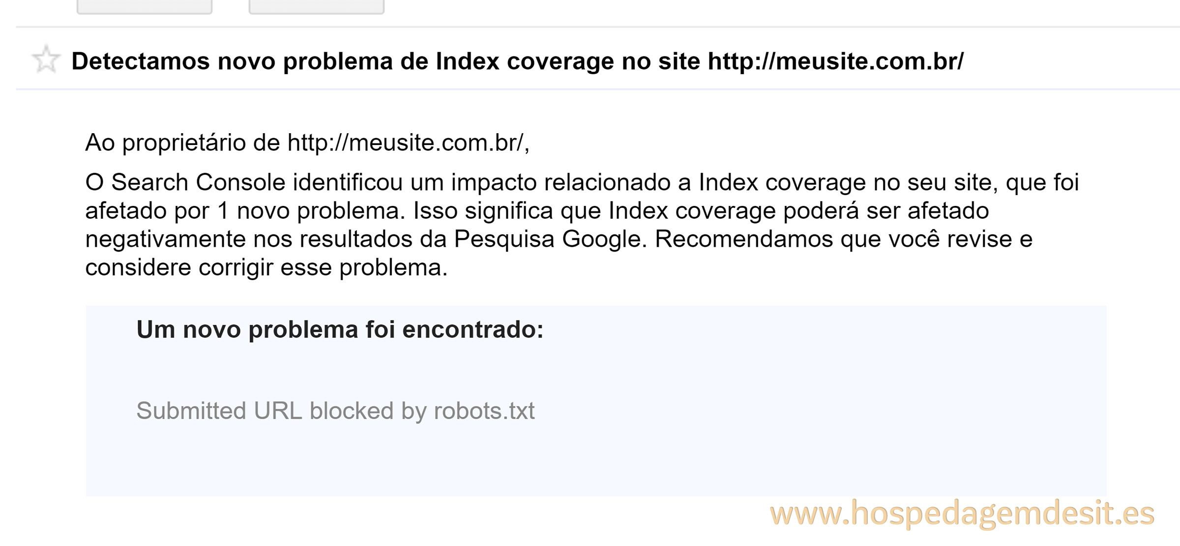 erro de index coverage url indexada bloqueada pelo robots.txt