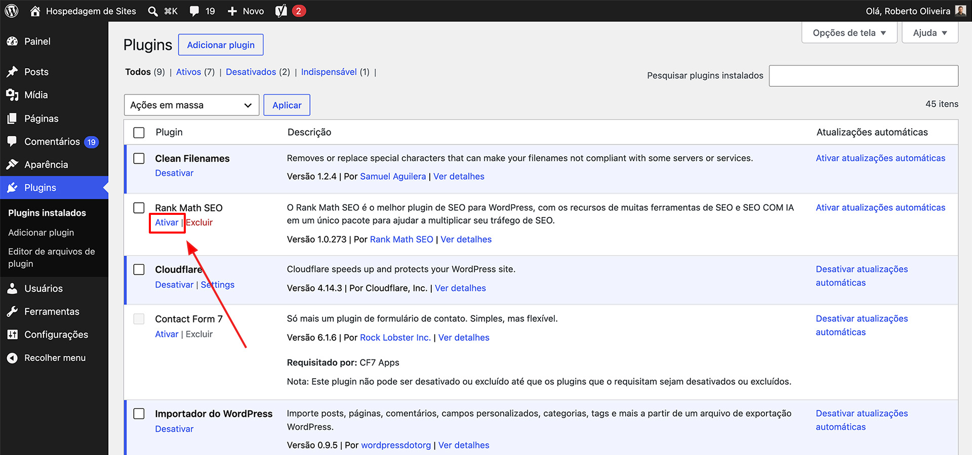 como ativar plugin wordpress