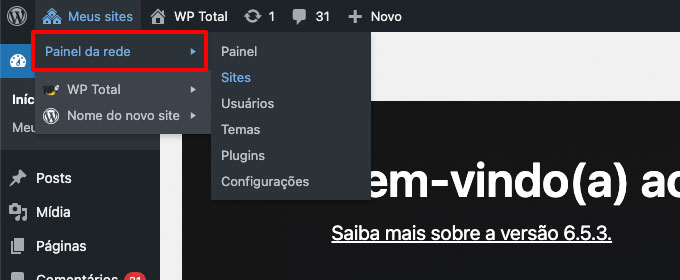 painel da rede