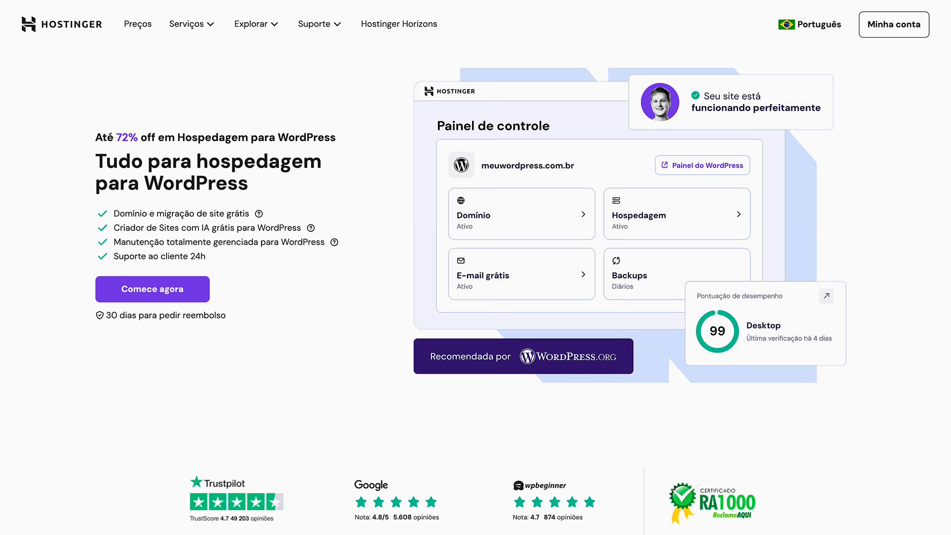 hospedagem wordpress hostinger