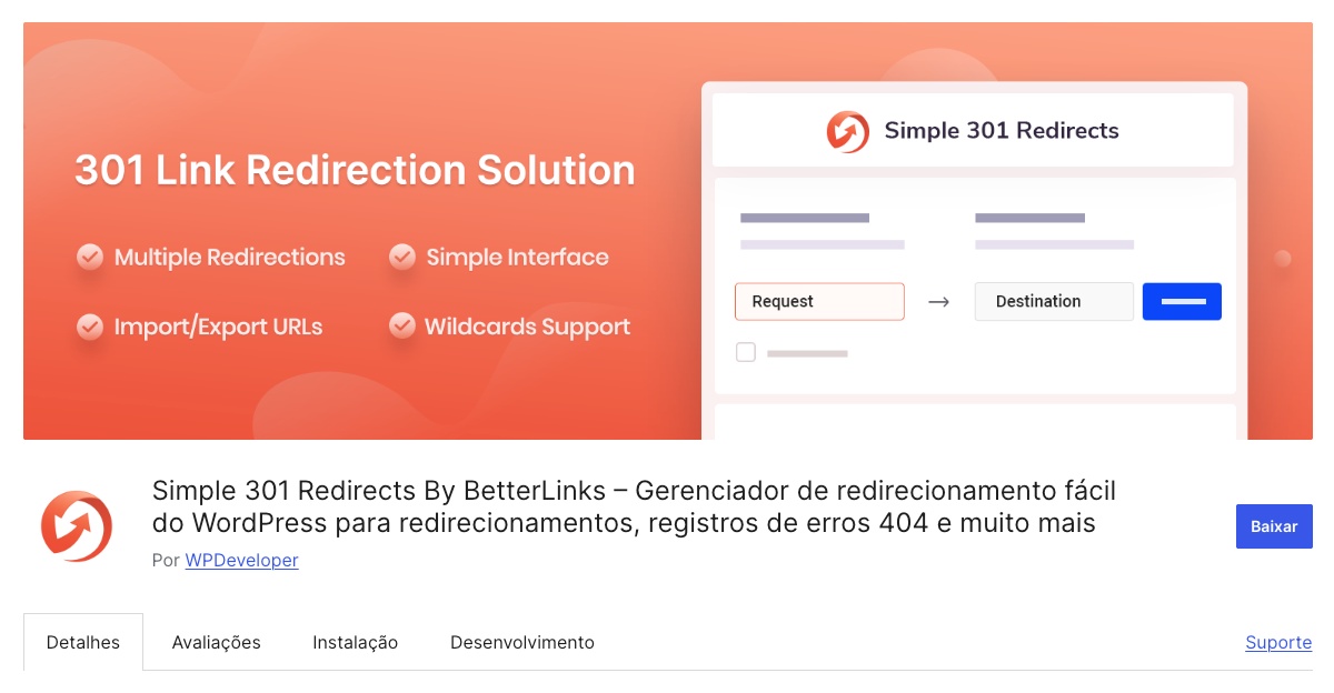 Simple 301 Redirects Plugin WordPress