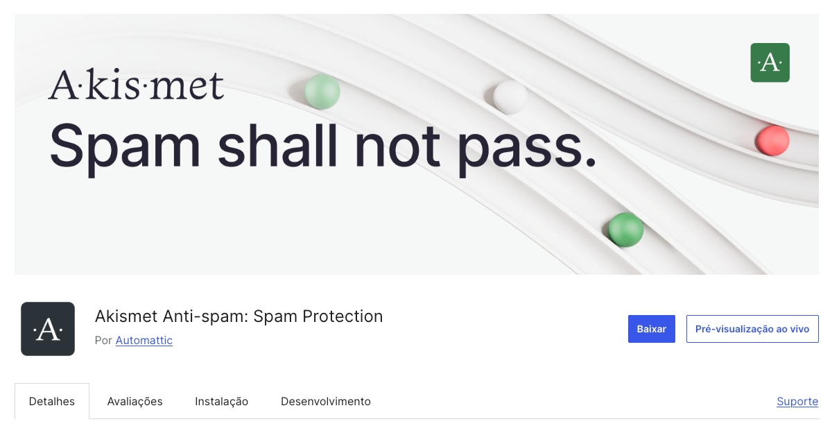 Akismet Spam Protection Plugin WordPress